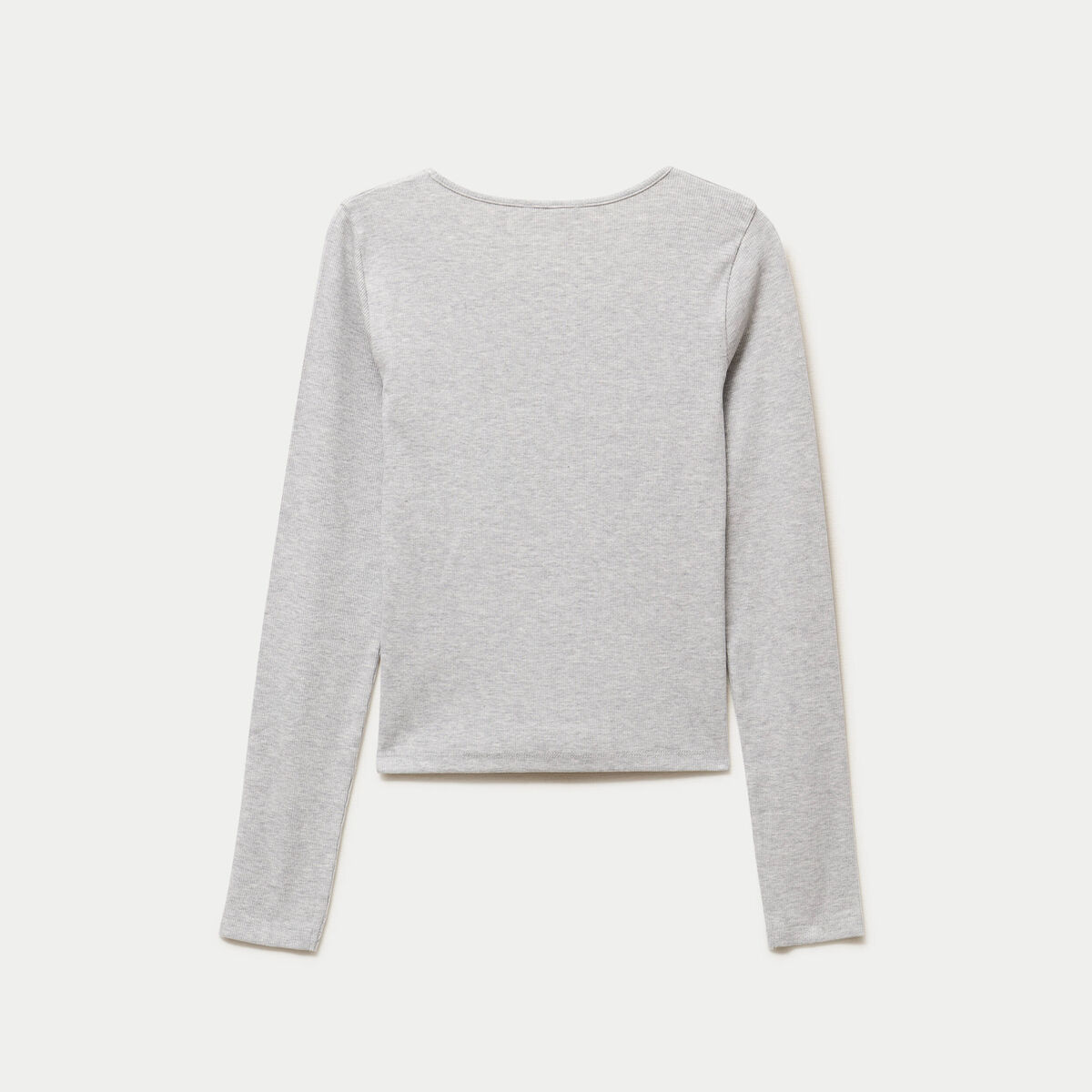 T-shirt ajust&eacute; col rond manches longues gris clair