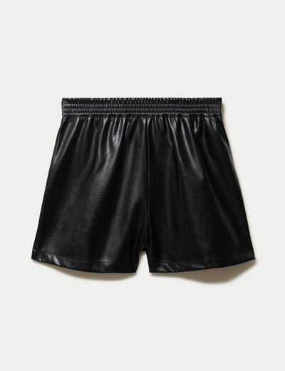 Short taille haute en similicuir noir