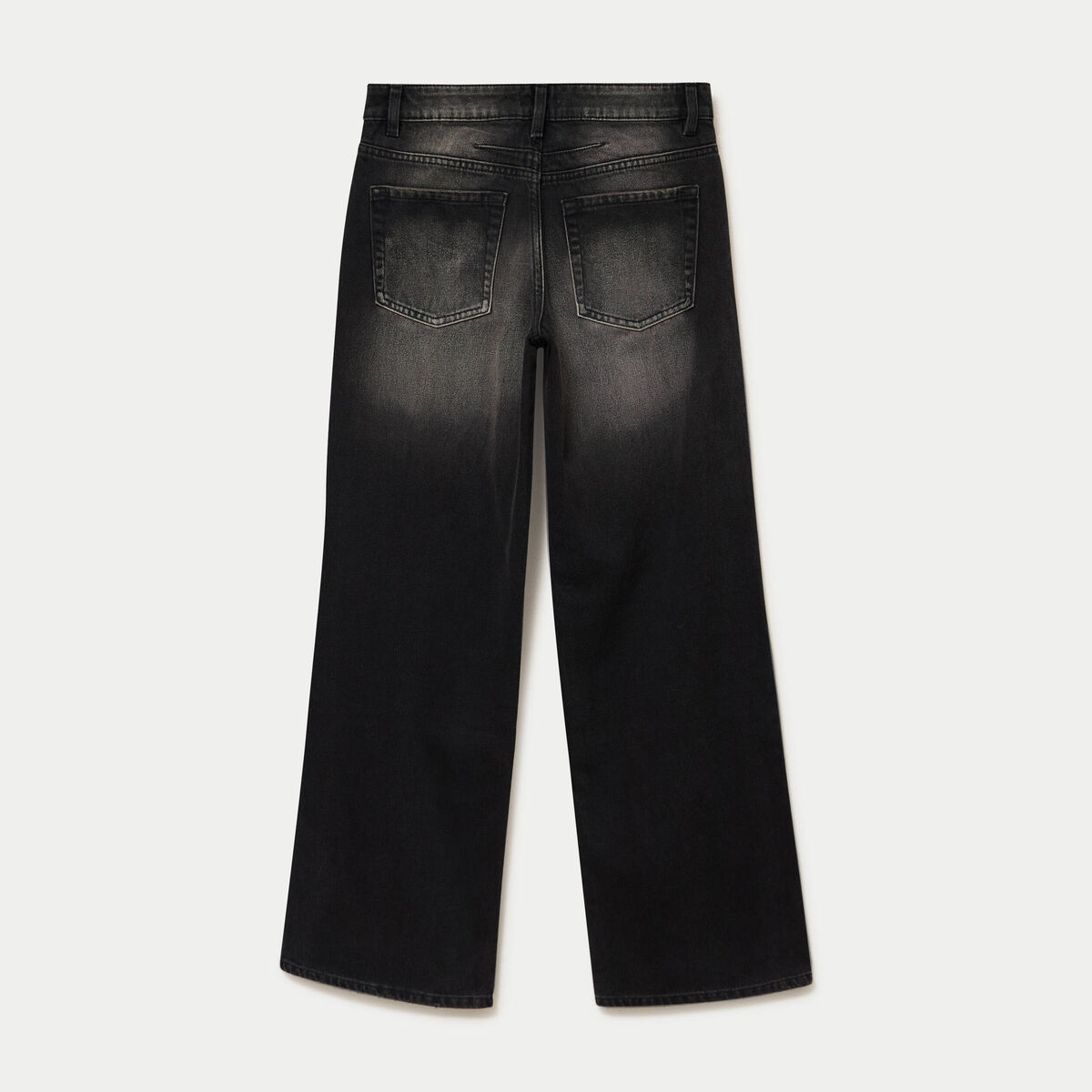 Jean wide leg taille basse denim noir ado