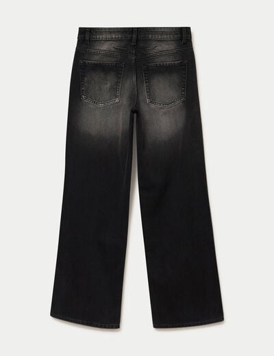 Jean wide leg taille basse denim noir ado