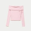 Top ajust&eacute; cropped manches longues rose clair