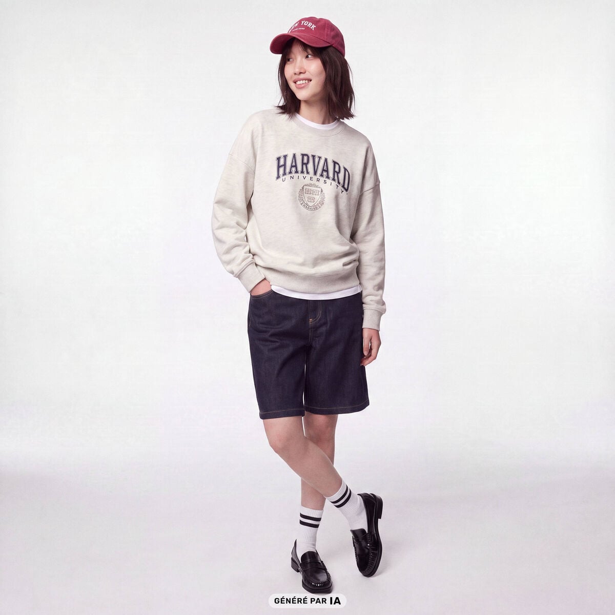Sweat col rond manches longues blanc