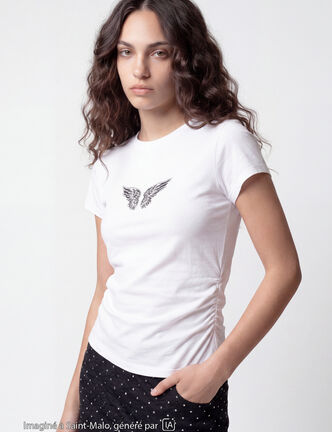 T-shirt droit court manches courtes blanc