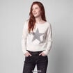 Pull col bateau manches longues strass ecru