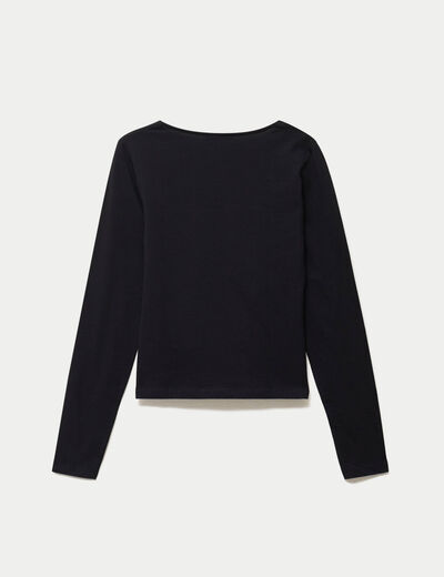 T-shirt ajust&eacute; d&eacute;collet&eacute; manches longues noir