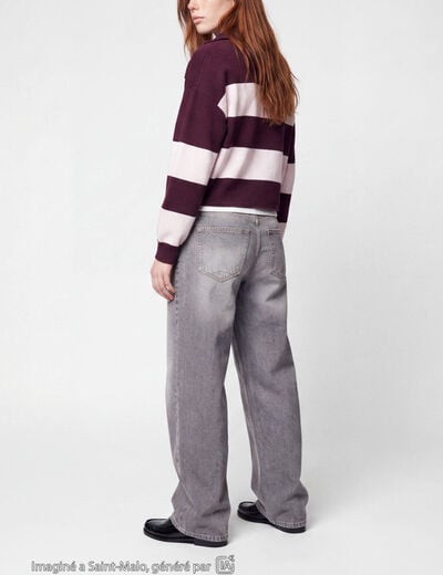 Jean loose taille basse denim gris ado