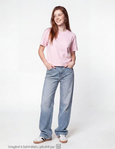 Jean Lenny wide leg taille basse denim double stone