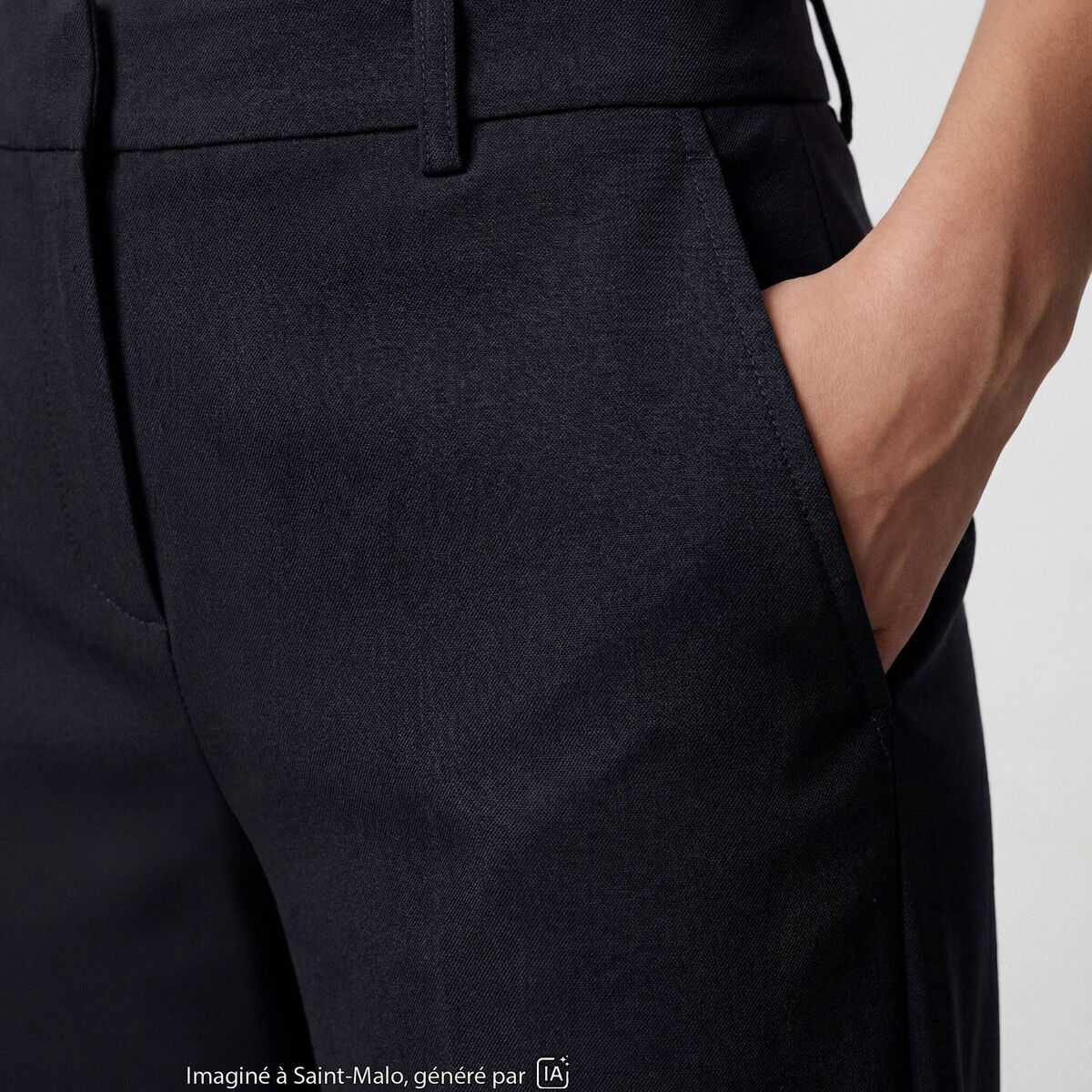 Pantalon coupe large taille basse noir