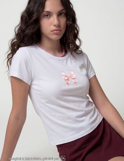 T-shirt ajust&eacute; manches courtes blanc