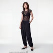 Pantalon large en cr&ecirc;pe taille standard noir ado