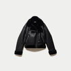 Blouson cropped similicuir noir