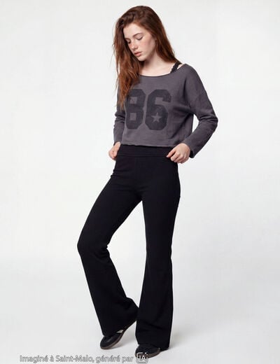 Pantalon flare stretch taille standard noir