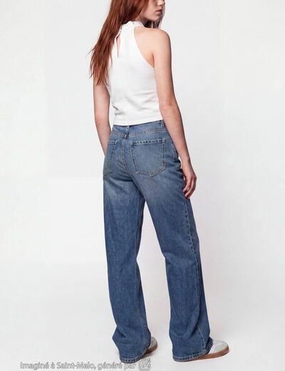 Jean Tom regular taille haute denim double stone