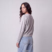 Pull col v manches longues gris clair