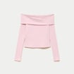 Top ajust&eacute; cropped manches longues rose clair