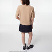 Pull col rond manches courtes beige