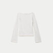 T-shirt cintr&eacute; col rond manches longues blanc