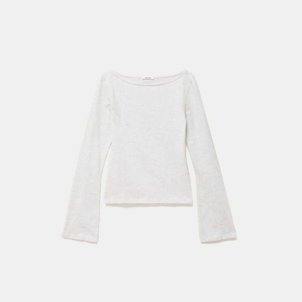 T-shirt cintr&eacute; col rond manches longues blanc