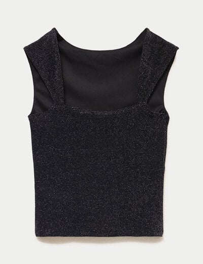 Top ajust&eacute; court sans manches noir