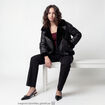 Blouson cropped similicuir noir