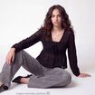 Chemise cintr&eacute;e dentelle col rond noir ado