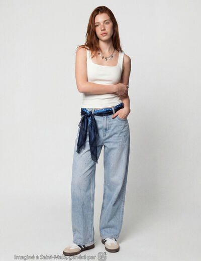 Jean Lenny wide leg taille standard denim bleach