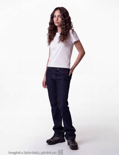 Jean regular taille basse denim brut ado