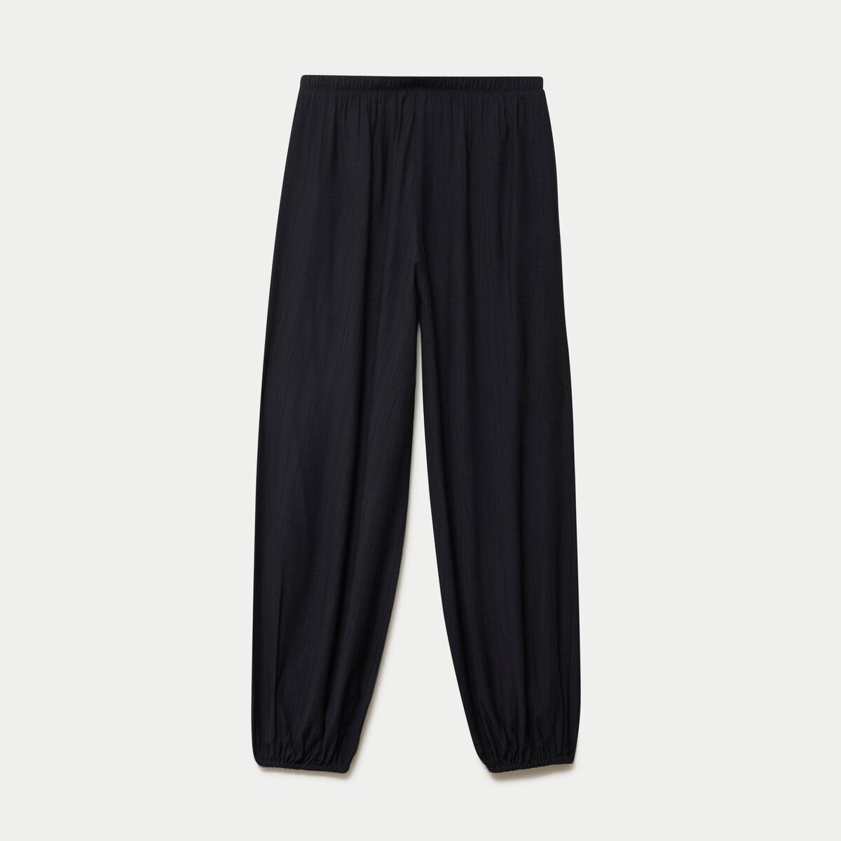 Pantalon large en cr&ecirc;pe taille standard noir ado