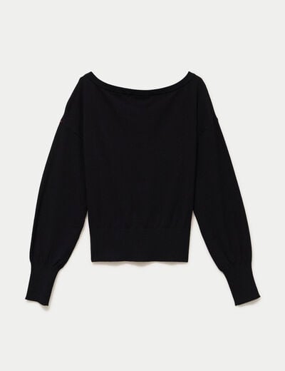 Pull oversize col bardot manches longues noir