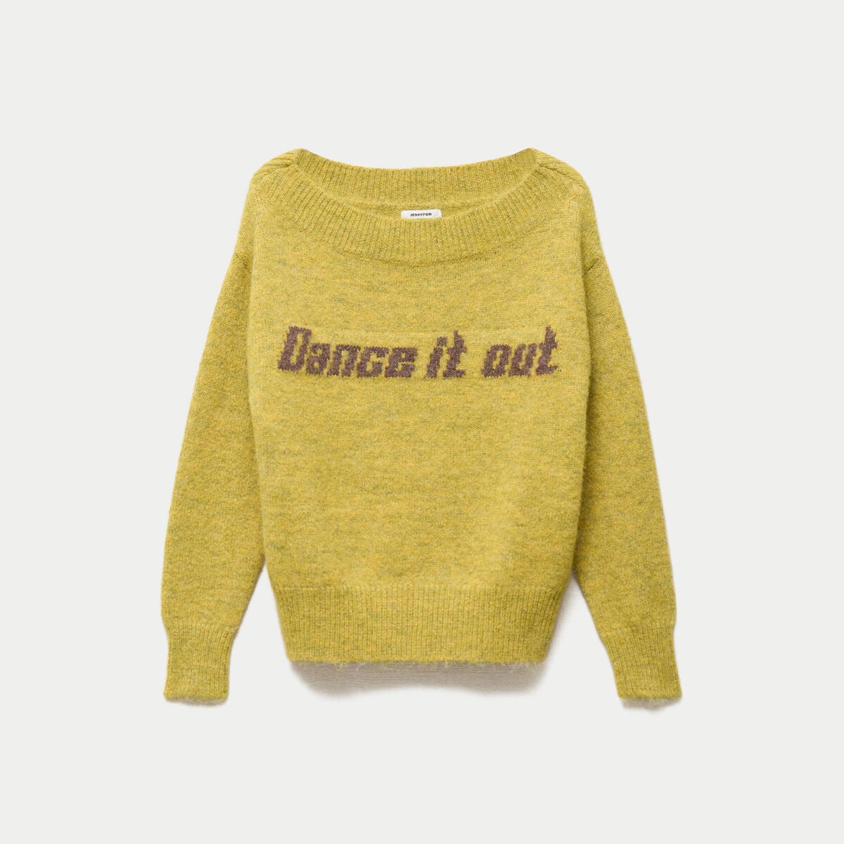 Pull col rond manches longues jaune clair