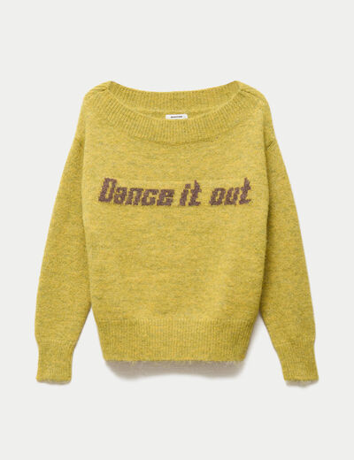 Pull col rond manches longues jaune clair