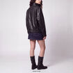 Veste oversize similicuir col biker noir