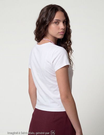 T-shirt ajust&eacute; manches courtes blanc
