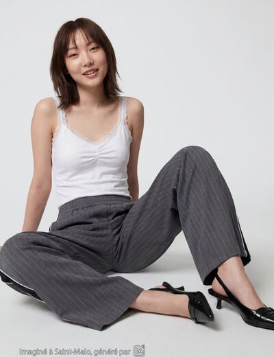 Pantalon bootcut fendu taille standard gris fonc&eacute;