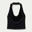 Top ajust&eacute; cropped d&eacute;collet&eacute; dos noir ado