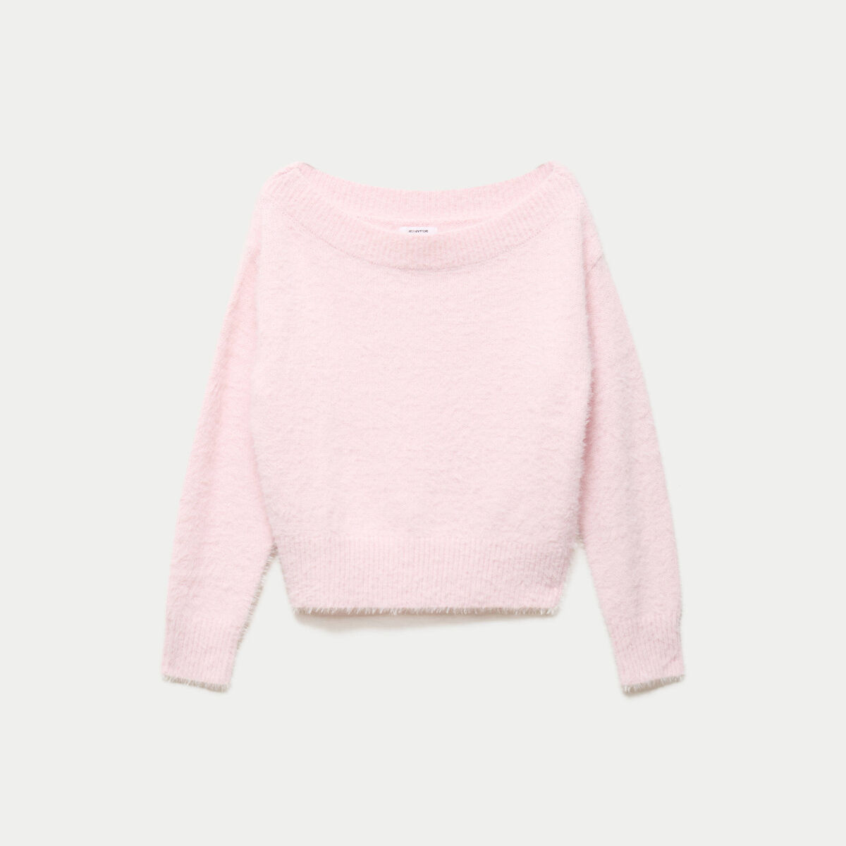 Pull ajust&eacute; manches longues col bateau rose clair