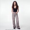 Jean wide leg taille standard denim gris ado