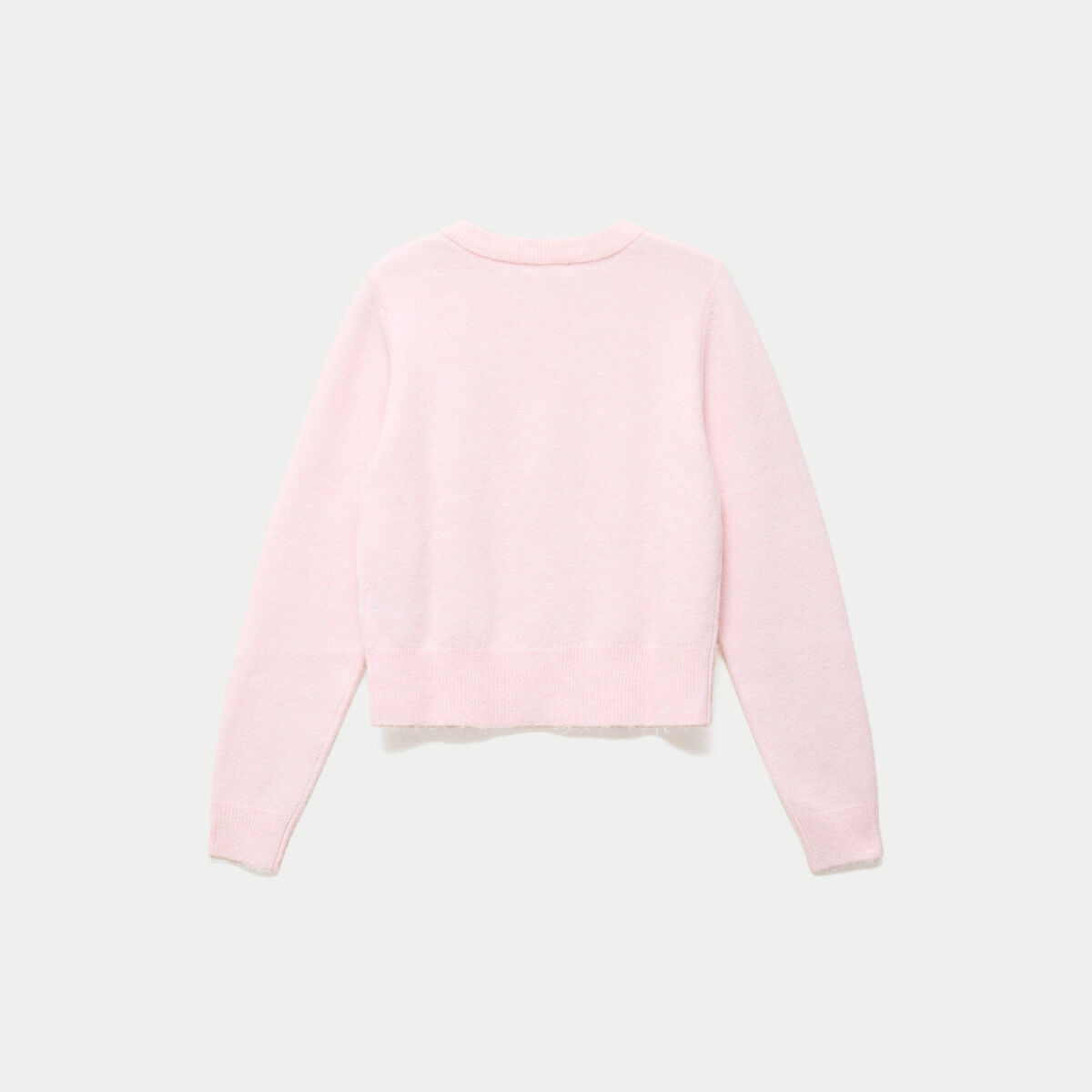 Pull col rond manches longues rose clair