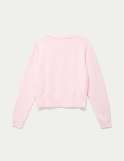 Pull col rond manches longues rose clair
