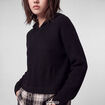 Pull bi-mati&egrave;re &agrave; capuche noir
