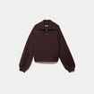 Pull col camionneur manches longues marron fonc&eacute;