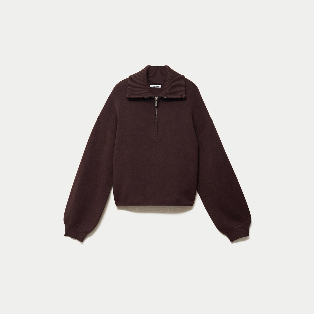 Pull col camionneur manches longues marron fonc&eacute;
