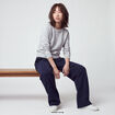 Pull col rond manches longues gris clair