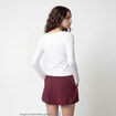 T-shirt ajust&eacute; d&eacute;collet&eacute; manches longues blanc