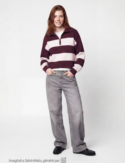 Jean loose taille basse denim gris ado