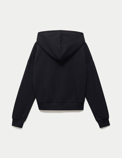 Sweat oversize court &agrave; capuche noir ado