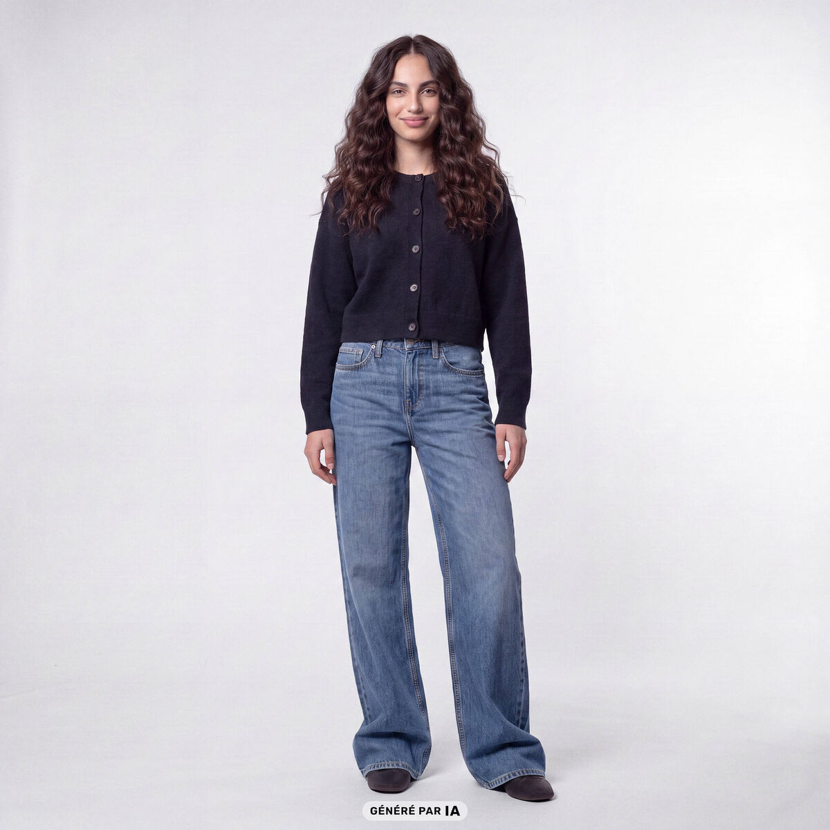 Jean Lenny wide leg taille standard denim double stone