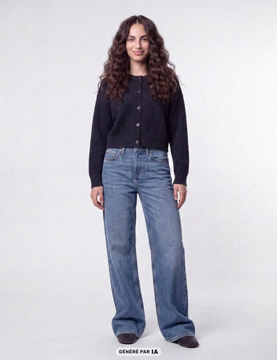Jean Lenny wide leg taille standard denim double stone