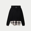 Pull bi-mati&egrave;re &agrave; capuche noir