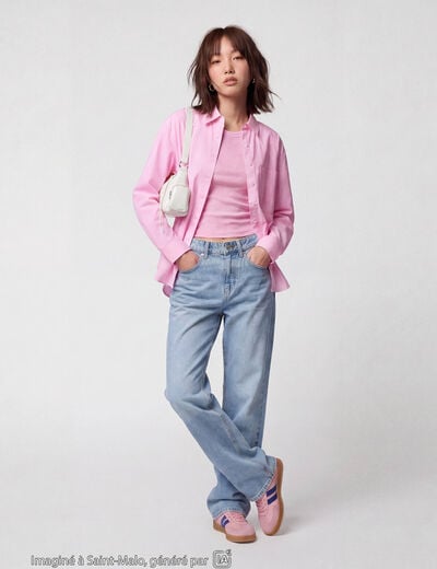 Jean Tom regular taille haute denim bleach
